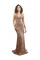 Oro rosa Stile sirena Alto Collo Crespo Elastico Paillettes Tulle Lunga Formali Abiti da damigella donore / Abiti da sera / Abiti da ballo Outlet