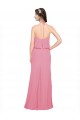 Pelle rosa Linea A Capestro Alto Collo Chiffona Lunga Abiti da damigella donore Outlet