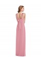 Pelle rosa Linea A Capestro Chiffona Lunga Abiti da damigella donore Outlet