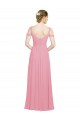 Pelle rosa Linea A Chiffona Lunga Abiti da damigella donore Outlet
