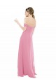 Pelle rosa Linea A Chiffona Lunga Abiti da damigella donore Outlet