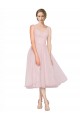 Rosa Linea A Scollatura a V Tulle Corto Abiti da damigella donore / Abiti da cocktail Outlet