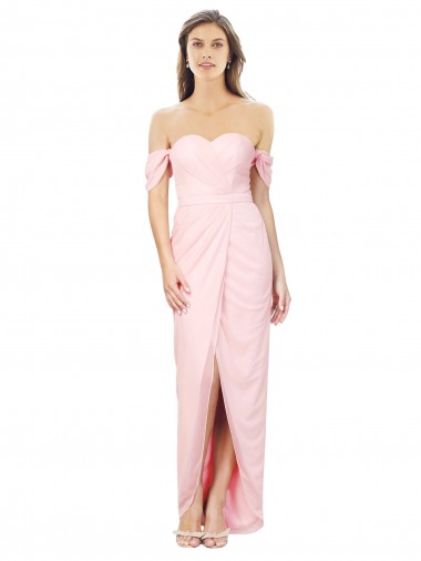 Rosa Linea A Senza spalline Chiffona Lunga Abiti da damigella donore Outlet