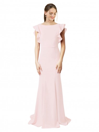 Rosa Stile sirena Collo Gioiello Sweep treno Crespo Elastico Lunga Abiti da damigella donore / Abiti da ballo Outlet