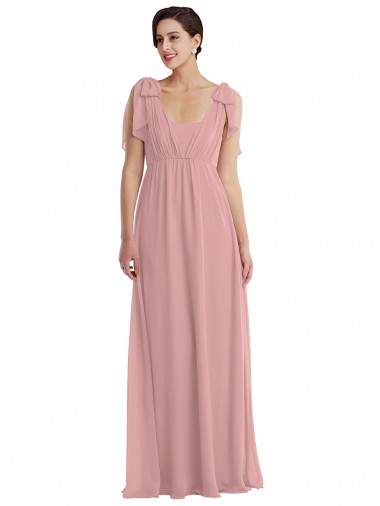 Rosa polveroso Linea A Capestro Chiffona Lunga Abiti da damigella donore Outlet