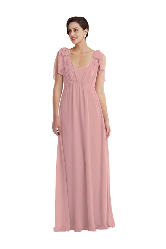 Rosa polveroso Linea A Capestro Chiffona Lunga Abiti da damigella donore Outlet