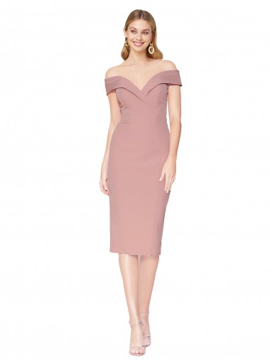 Rosa polveroso Stile sirena Al ginocchio Crespo Elastico Corto Abiti da damigella donore / Abiti da sera / Abiti da cocktail Outlet