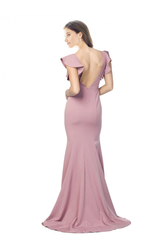 Rosa polveroso Stile sirena Girocollo Sweep treno Crespo Elastico Lunga Formali Abiti da damigella donore / Abiti da sera / Abiti da ballo Outlet