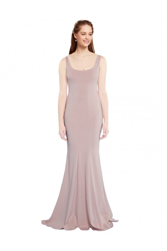 Rosa polveroso Stile sirena Scoop Crespo Elastico Lunga Formali Abiti da damigella donore / Abiti da sera / Abiti da ballo Outlet