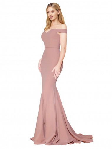 Rosa polveroso Stile sirena Sweep treno Crespo Elastico Lunga Formali Abiti da damigella donore / Abiti da sera / Abiti da ballo Outlet