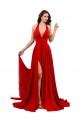 Rosso Linea A Capestro Spandex Lunga Formali Abiti da damigella donore / Abiti da sera / Abiti da ballo Outlet