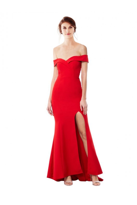 Rosso Stile sirena Crespo Elastico Lunga Formali Abiti da damigella donore / Abiti da sera / Abiti da ballo Outlet