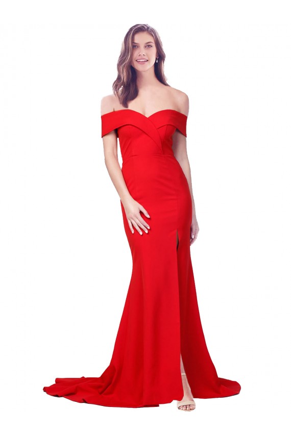 Rosso Stile sirena Innamorato Crespo Elastico Lunga Formali Abiti da damigella donore / Abiti da sera / Abiti da ballo Outlet