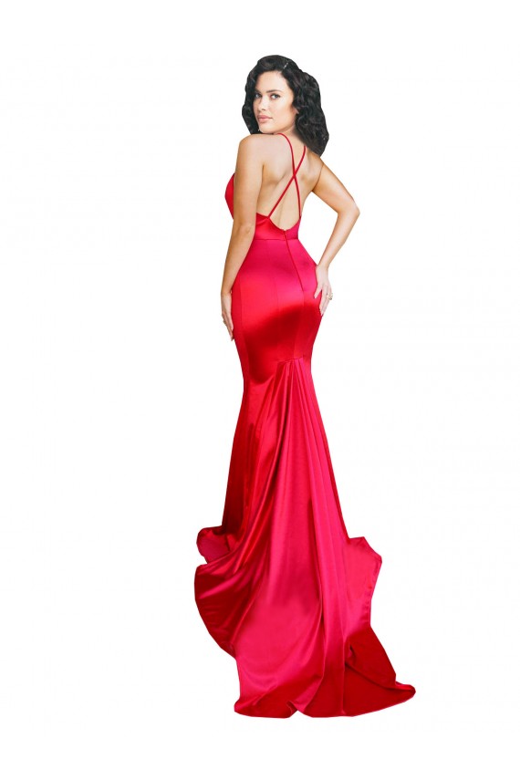 Rosso Stile sirena Innamorato Raso Elastico Lunga Formali Abiti da damigella donore / Abiti da sera / Abiti da ballo Outlet