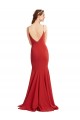 Rosso Stile sirena Sottili Scollatura a V Crespo Elastico Lunga Formali Abiti da damigella donore / Abiti da sera / Abiti da ballo Outlet