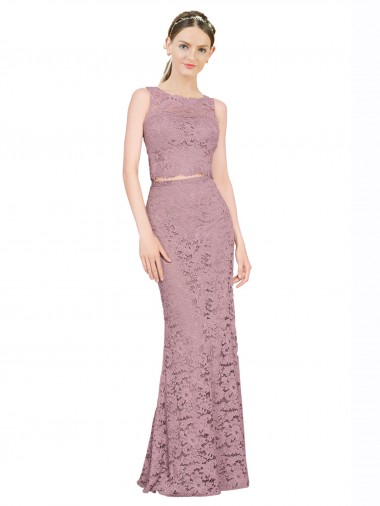 Stile sirena Illusione Pizzo Lunga Abiti da damigella donore / Abiti da ballo Outlet