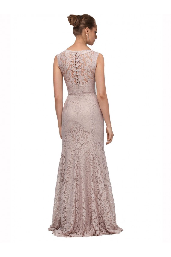 Stile sirena Illusione Scoop Pizzo Lunga Abiti da damigella donore / Abiti da ballo Outlet