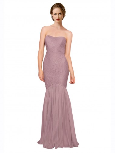 Stile sirena Innamorato Tulle Lunga Abiti da damigella donore Outlet