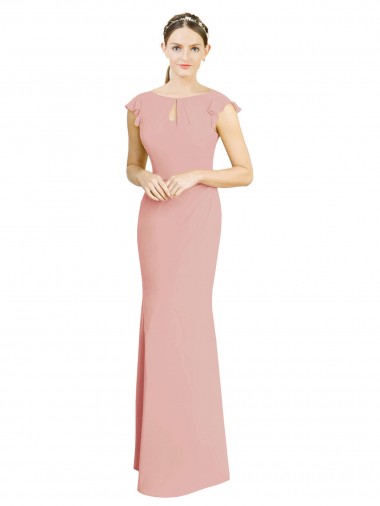 Stile sirena Scollo a barca Alto Collo Chiffona Lunga Abiti da damigella donore Outlet