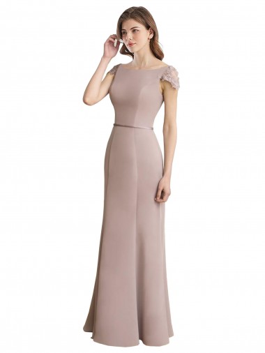 Stile sirena Scoop Alto Collo Chiffona Pizzo Lunga Abiti da damigella donore Outlet