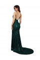Verde Scuro Stile sirena Scollatura a V Paillettes Lunga Formali Abiti da damigella donore / Abiti da sera / Abiti da ballo Outlet