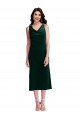 Verde Scuro Tubino Cappuccio Midi Velluto Elastico Corto Abiti da damigella donore / Abiti da ballo / Abiti da cocktail Outlet
