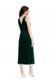 Verde Scuro Tubino Cappuccio Midi Velluto Elastico Corto Abiti da damigella donore / Abiti da ballo / Abiti da cocktail Outlet