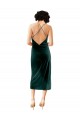 Verde Scuro Tubino Sottili Cappuccio Midi Velluto Elastico Corto Abiti da damigella donore / Abiti da sera / Abiti da cocktail Outlet