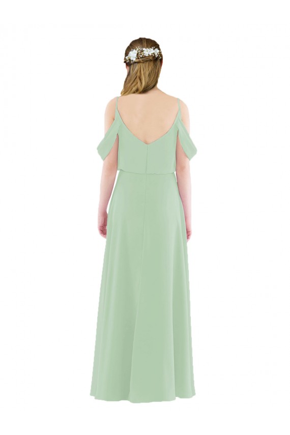 Verde salvia Tubino Chiffona Lunga Abiti da damigella donore Outlet