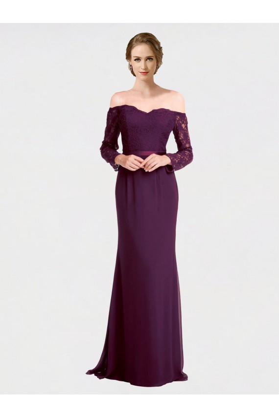 Vinaccia Stile sirena Chiffona Pizzo Lunga Abiti da damigella donore Outlet