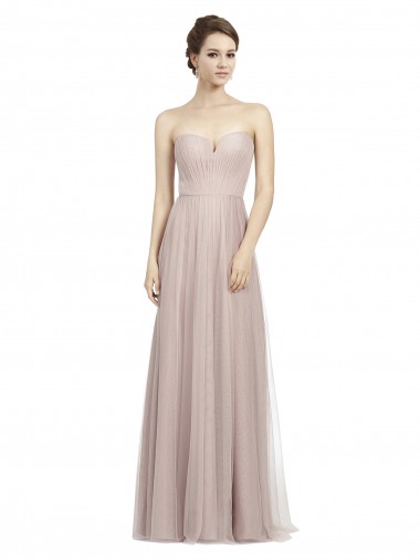 Vintage Rose Linea A Innamorato Tulle Lunga Abiti da damigella donore Outlet