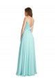 Waterfall Linea A Scollatura a V Chiffona Raso Lunga Abiti da damigella donore Outlet