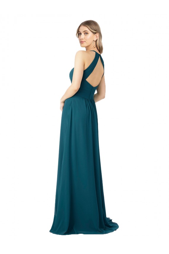 Windsor Blu Linea A Alto Collo Chiffona Lunga Abiti da damigella donore Outlet