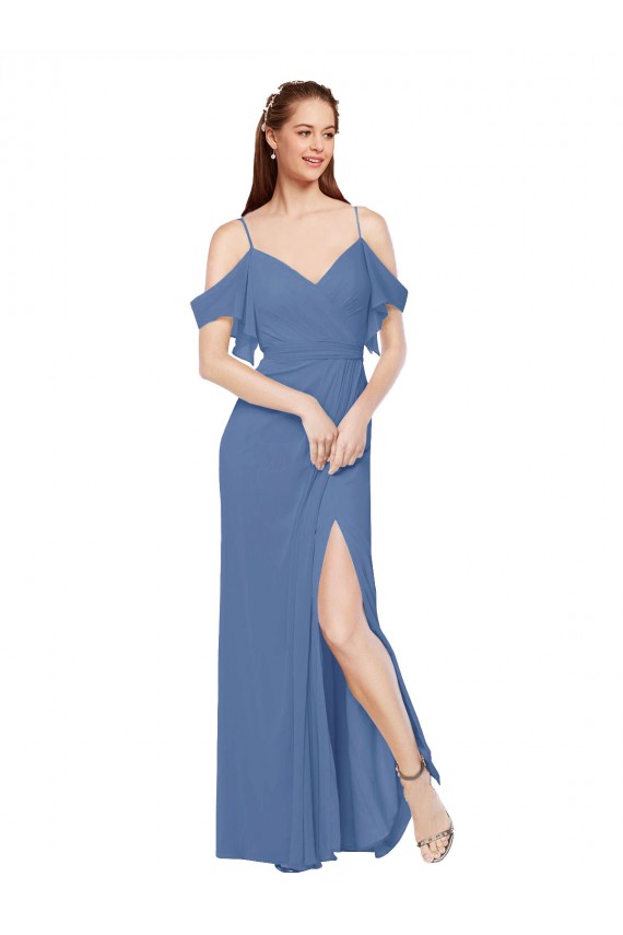 Windsor Blu Linea A Chiffona Lunga Abiti da damigella donore Outlet