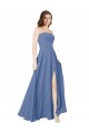 Windsor Blu Linea A Senza spalline Chiffona Lunga Abiti da damigella donore Outlet