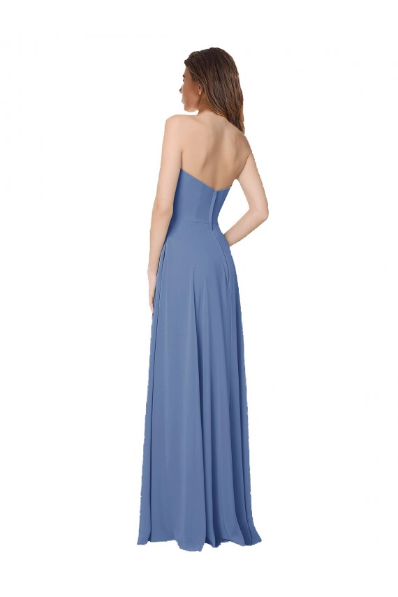 Windsor Blu Linea A Senza spalline Chiffona Lunga Abiti da damigella donore Outlet