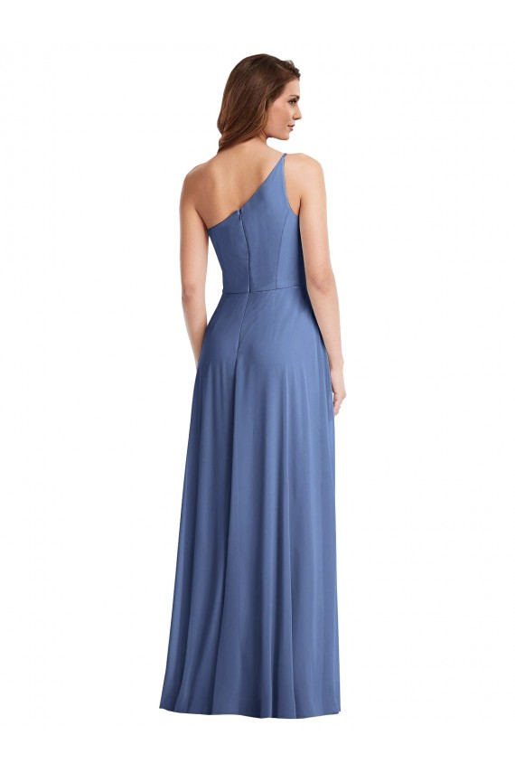 Windsor Blu Linea A Una spalla Chiffona Lunga Formali Abiti da damigella donore / Abiti da sera Outlet